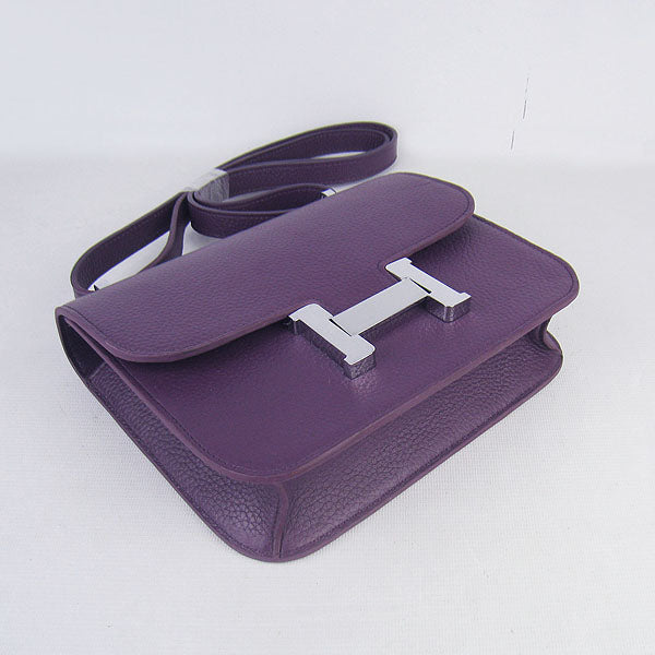 Luxury Hermes Constance Cowskin Leather Bag Purple Silver