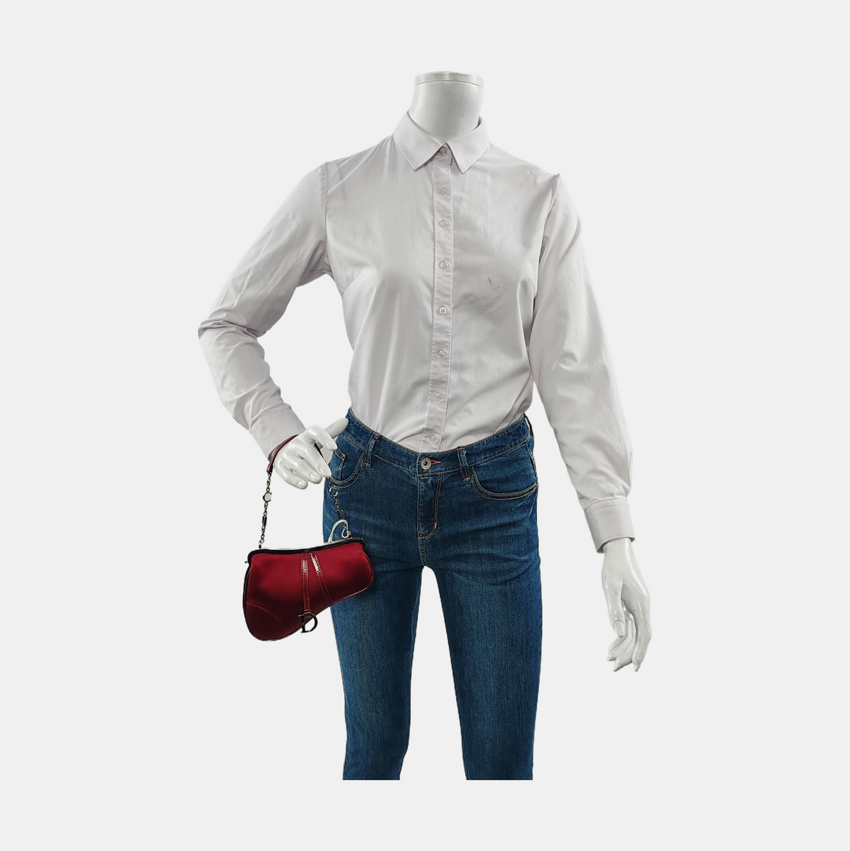Dior Saddle Classic Clutch Mini Red Silk Satin Rovelle Bags