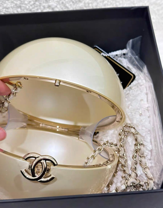 Chanel Pearl Plexiglass Round Shape Minaudiere Evening Bag Rovelle Bags