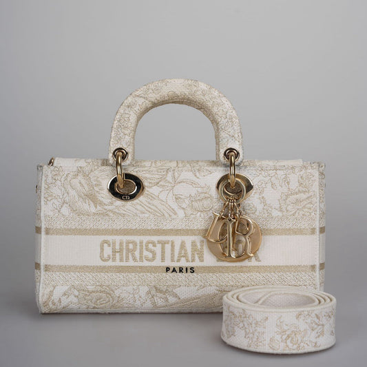 Christian Dior Lady D-Joy Bag In Beige Canvas Rovelle Bags