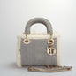 Christian Dior Lady Dior 2020 Mini Suede Shearling Cannage Lady Dior Satchel Rovelle Bags