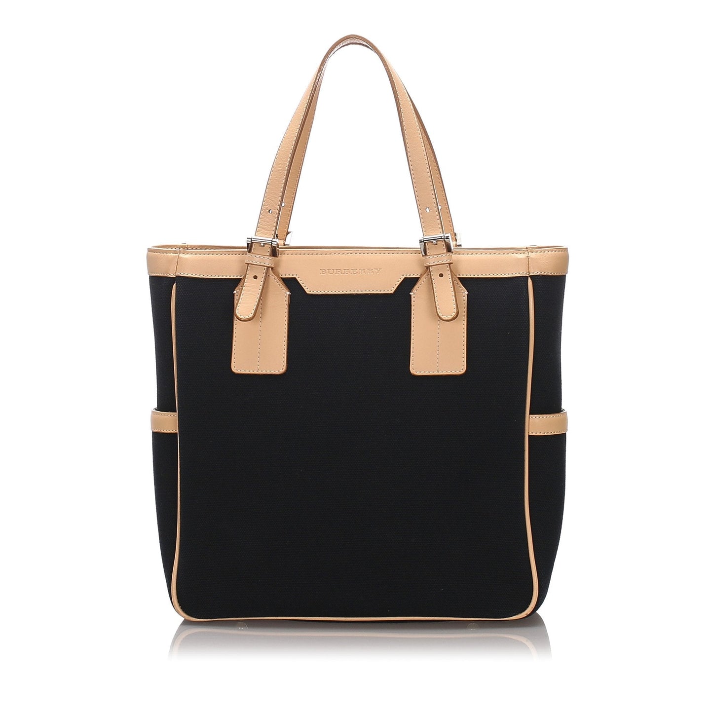 Burberry Fabric United Leather Black Tote Bag Style 2