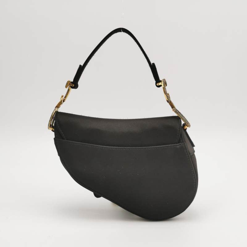 Dior Saddle Mini Silk Handbag Black with crystals Rovelle Bags