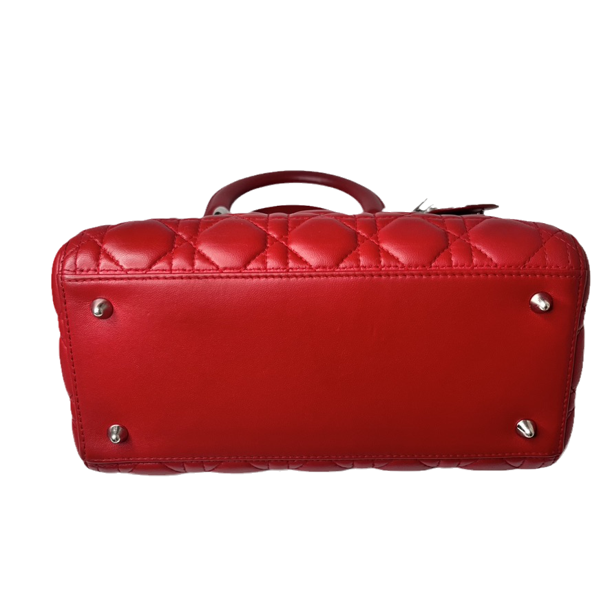 Lady Dior Medium Bag Red Lambskin Cannage Leather Without Strap Rovelle Bags