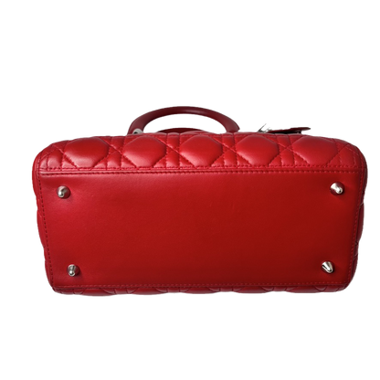 Lady Dior Medium Bag Red Lambskin Cannage Leather Without Strap Rovelle Bags