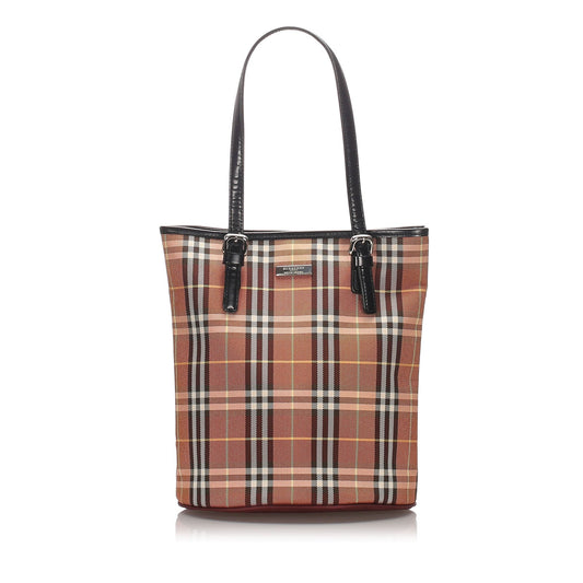 Burberry Fabric United Leather Brown Tote Bag