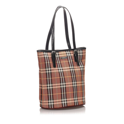Burberry Fabric United Leather Brown Tote Bag