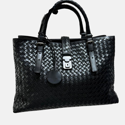Bottega Veneta Roma Handbag Bag Intrecciato Nappa Leather Black Large 35cm