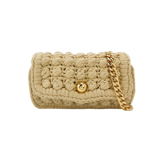 Bottega Veneta Classic Jersey Hand-crocheted Shoulder bag in Cane sugar with Gold Hardware