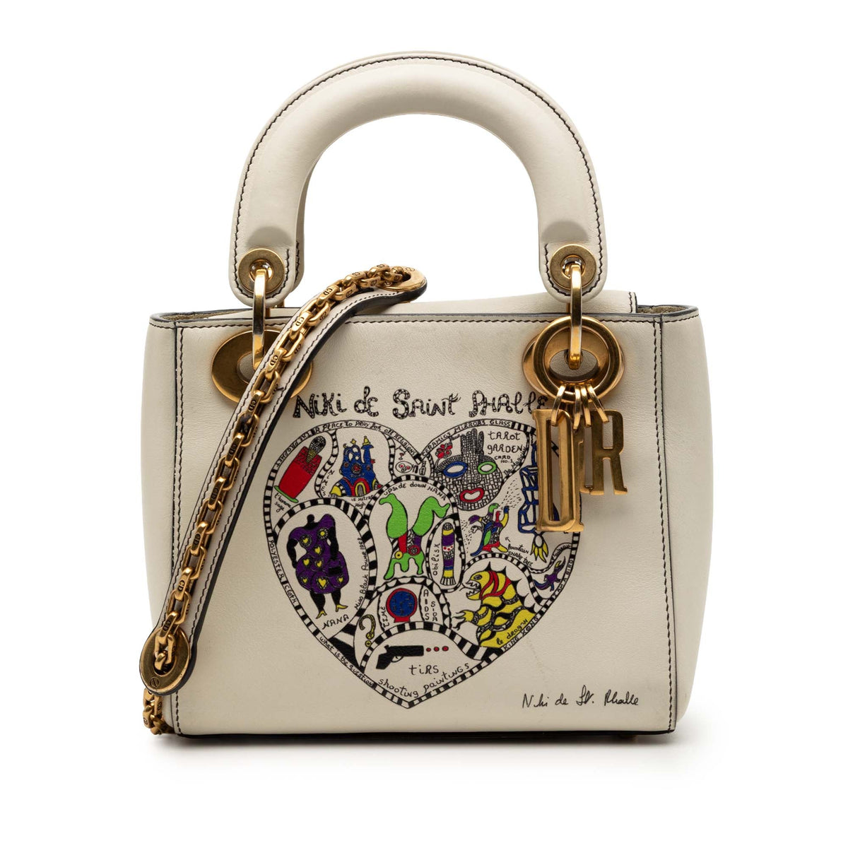 White Dior Dioramour Niki De Saint Phalle Mini Calfskin Lady Dior Satchel Rovelle Bags