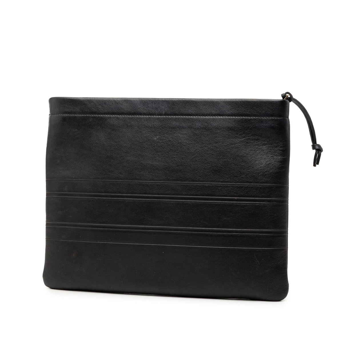 Black Dior Logo Embossed Leather Clutch Rovelle Bags