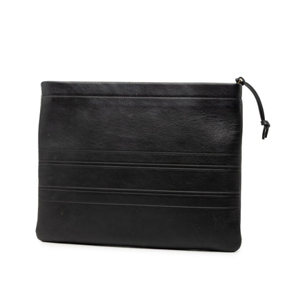 Black Dior Logo Embossed Leather Clutch Rovelle Bags