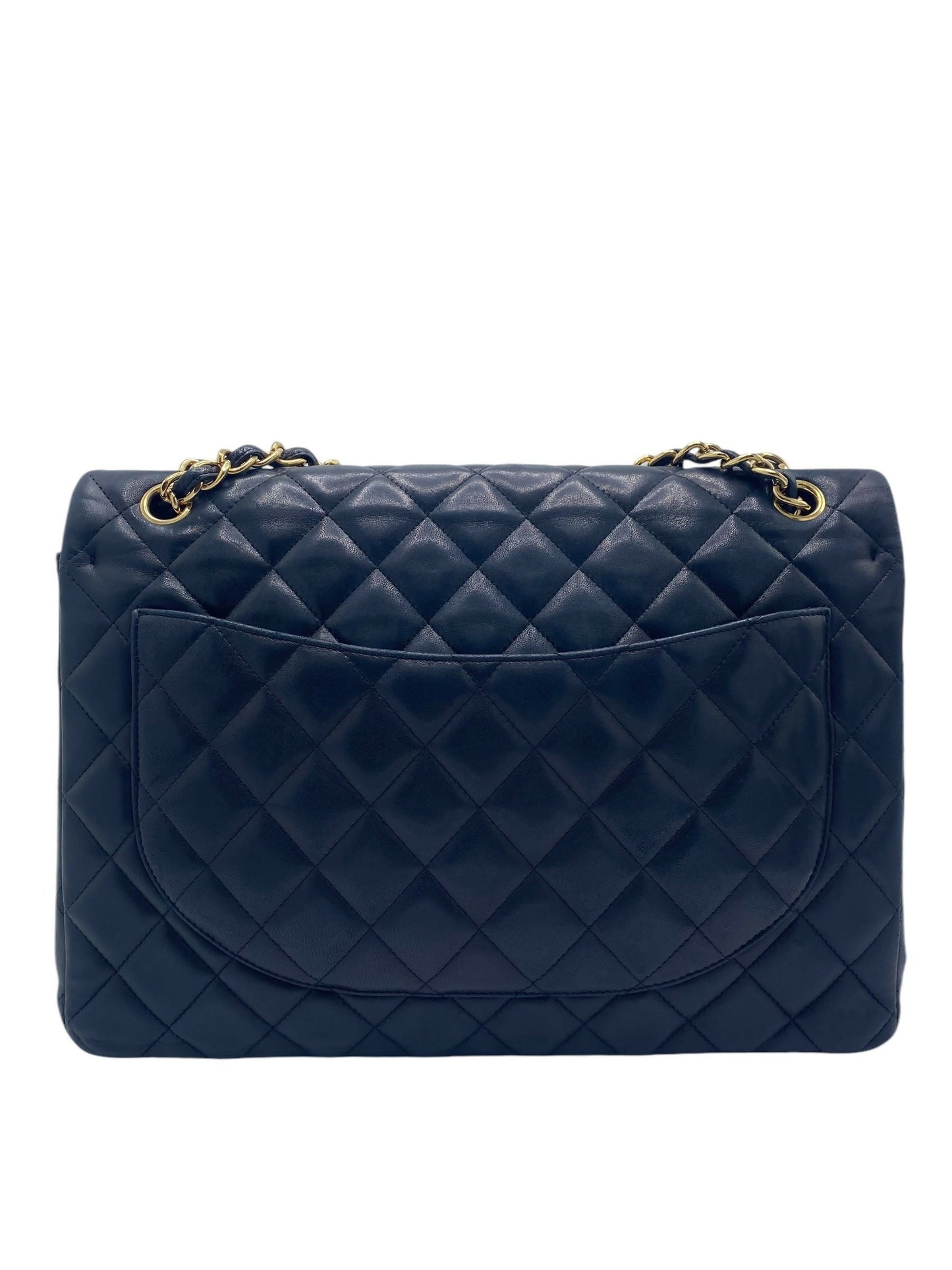 Chanel Maxi Dark Navy Lambskin Timeless Classic Double Flap Bag Gold Hardware Ghw Rovelle Bags