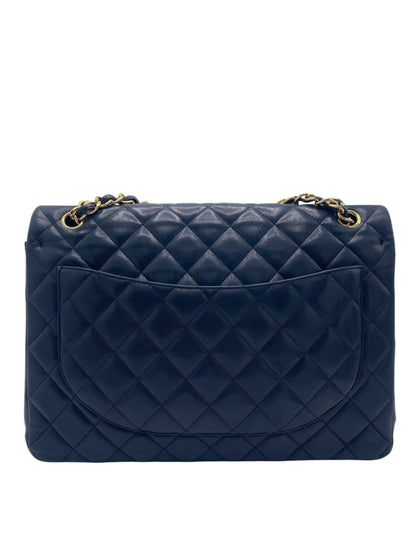 Chanel Maxi Dark Navy Lambskin Timeless Classic Double Flap Bag Gold Hardware Ghw Rovelle Bags