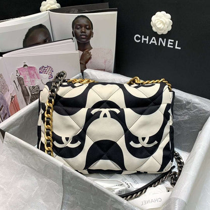 Chanel 19 Large Flap black ecru Leather bag