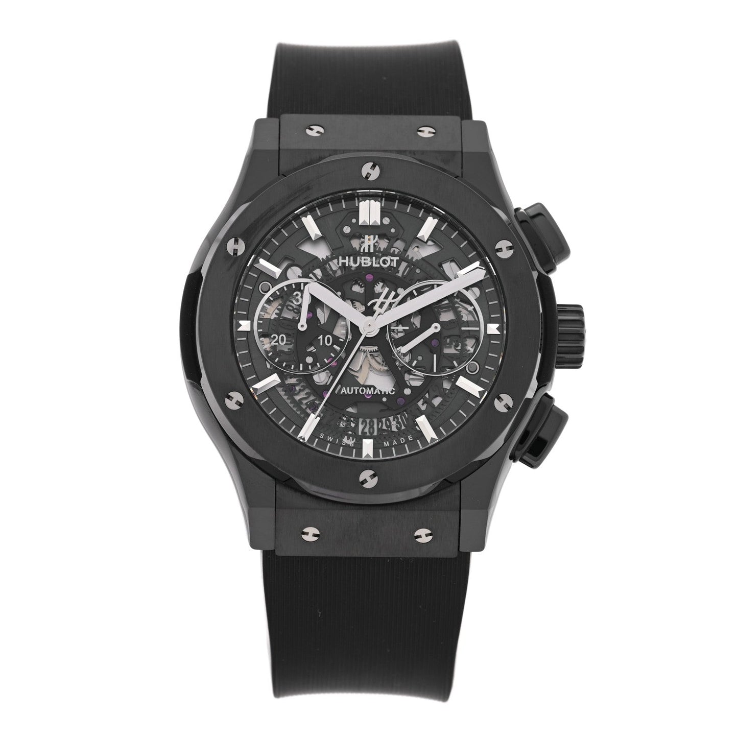 Ceramic Rubber 45mm Classic Fusion Aerofusion Chronograph Automatic Watch Black 525.CM.0170.RX