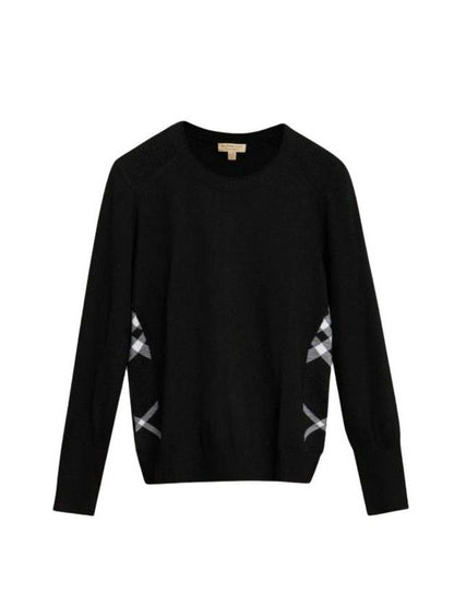 Luxury Burberry WoMen's Check Wool Knit Top Black