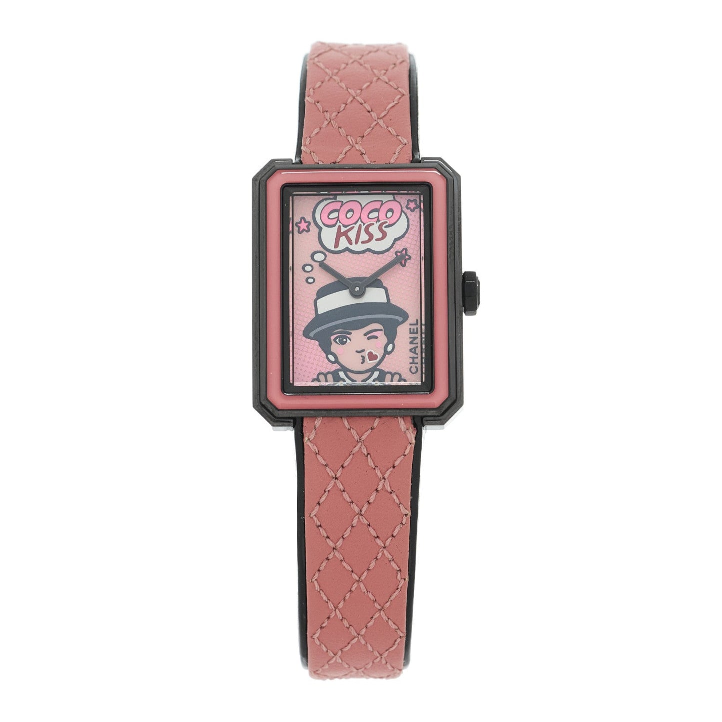 Stainless Steel Calfskin 21mm Boy-Friend Blush Quartz Watch Pink