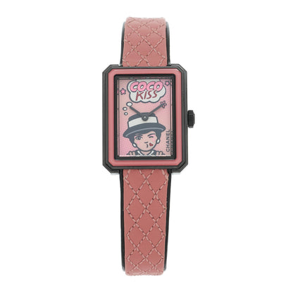Stainless Steel Calfskin 21mm Boy-Friend Blush Quartz Watch Pink