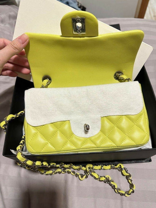 Chanel Mini Flap Lambskin Silver Shoulder Bag Rovelle Bags