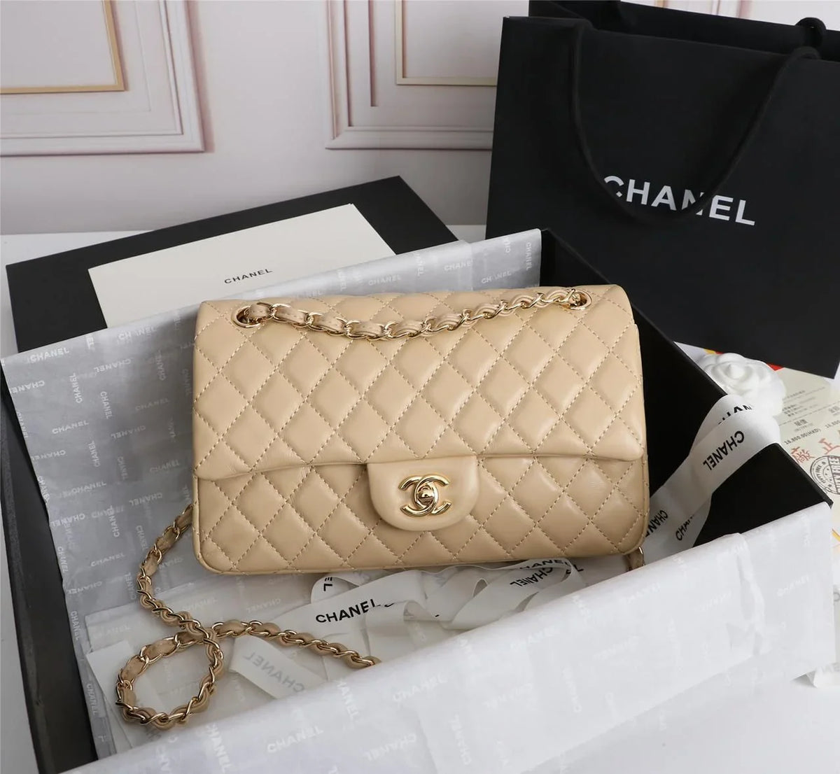 Chanel Classic Flap Bag 25 Beige