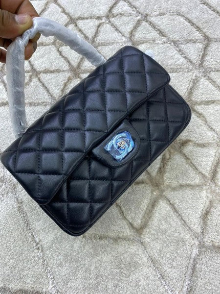 Chanel Flap Designer Bag Black With Silver Hardware
