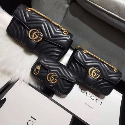Gucci GG Marmont Matelass茅 Shoulder Bag Black