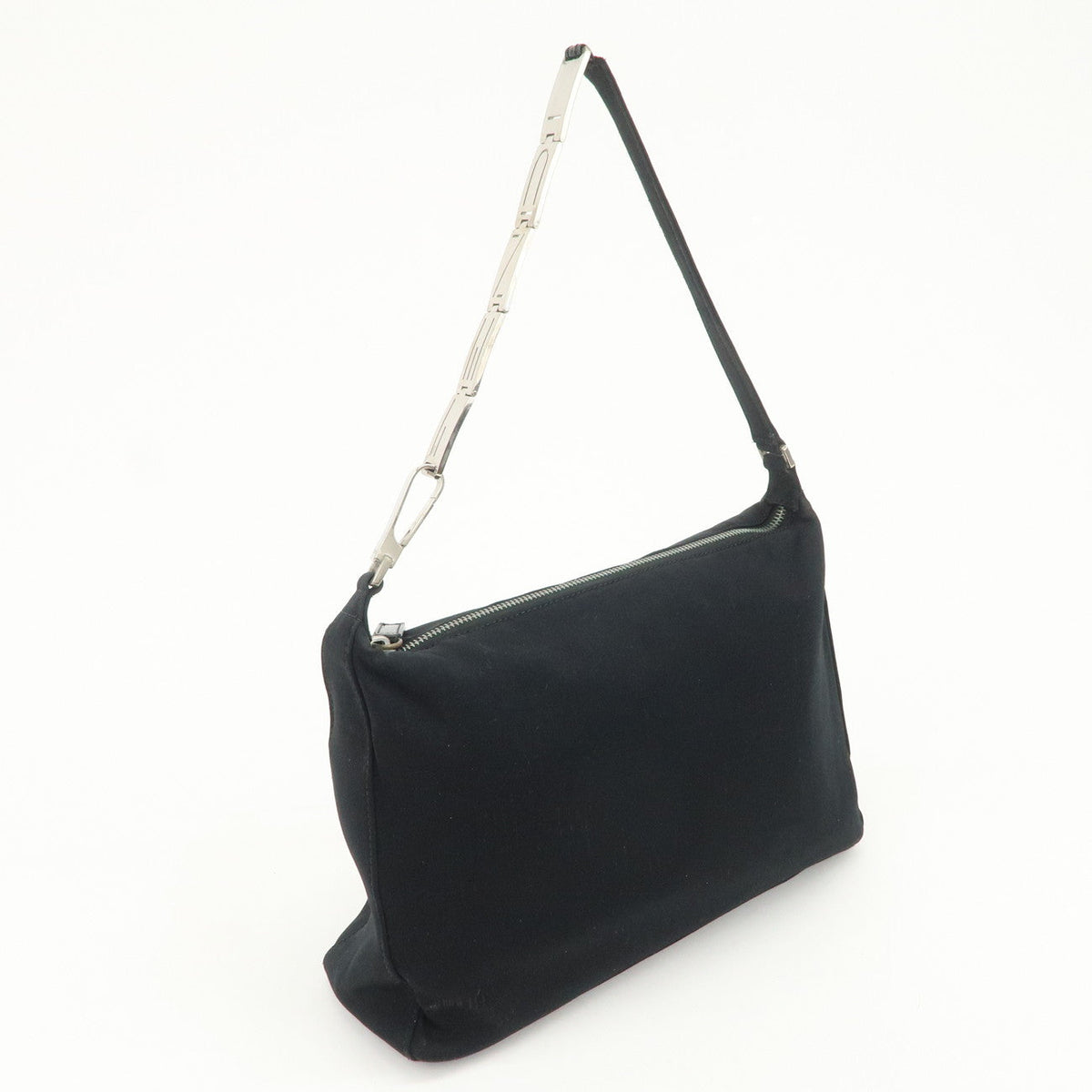FENDI Polyester Chain Shoulder Bag Hand Bag Black Silver 091577 Rovelle Bags