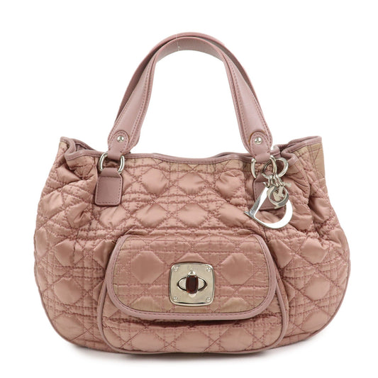 Christian Dior Cannage Nylon Leather Hand Bag Tote Bag Pink Rovelle Bags