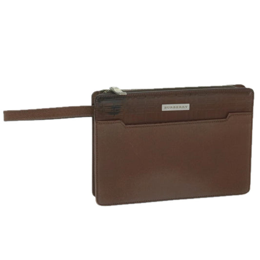 Burberry Brand Leather Brown Clutch Bag