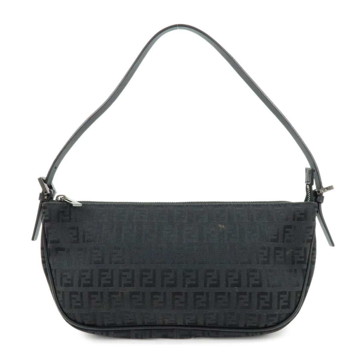 FENDI Zucchino Canvas Leather Shoulder Bag Hand Bag Black Rovelle Bags