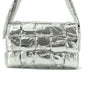 Bottega Veneta INTRECCIATO Cassette Metallic Effect Shoulder Bag Silver701349 Patent Leather Size Large