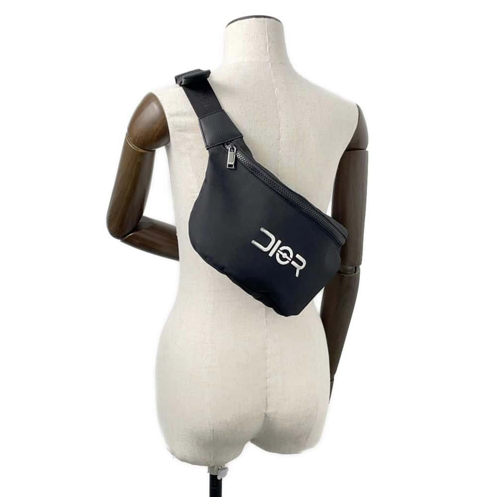 Dior DiorxHajime Sorayama belt bag Black1YAPO100 Nylon Leather Rovelle Bags