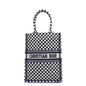Dior Vertical Book Tote Dot White/Navy Canvas Rovelle Bags