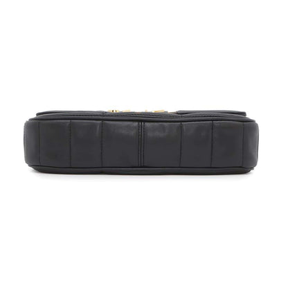 CELINE Chain Matelasse MonoChrome Shoulder Black Goatskin Leather