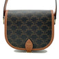 CELINE Triomphe Folco Shoulder Bag Tan191502 PVC Coated Canvas Leather Size Medium
