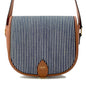 CELINE Striped Falco Shoulder Bag Blue/White/Brown191502 Canvas Leather Size Medium