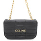 CELINE Mono Chrome Chain Shoulder Bag Black Leather