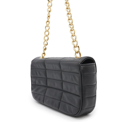CELINE Mono Chrome Chain Shoulder Bag Black Leather