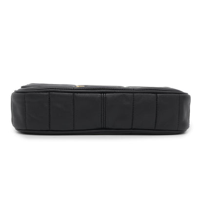 CELINE Mono Chrome Chain Shoulder Bag Black Leather