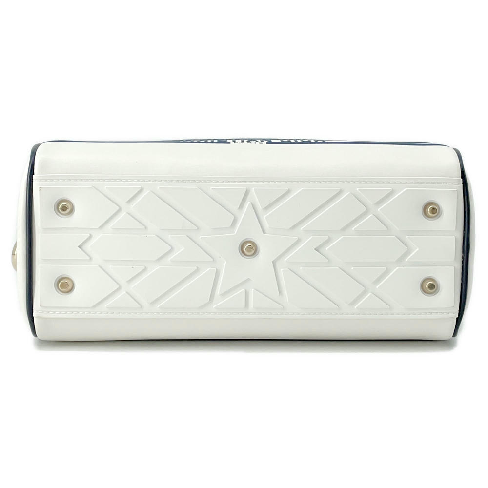 Dior Vibe 2WAY Bowling Bag White/NavyM6209OOBR Leather Rubber Size Small Rovelle Bags