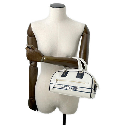 Dior Vibe 2WAY Bowling Bag White/NavyM6209OOBR Leather Rubber Size Small Rovelle Bags