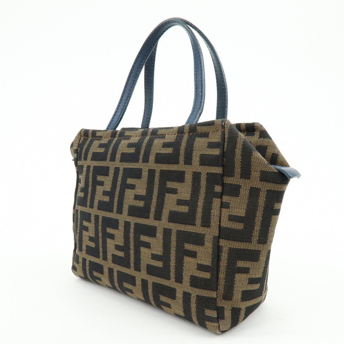 FENDI Zucca Canvas Leather Hand Bag Brown Black Navy 8N0000 Rovelle Bags