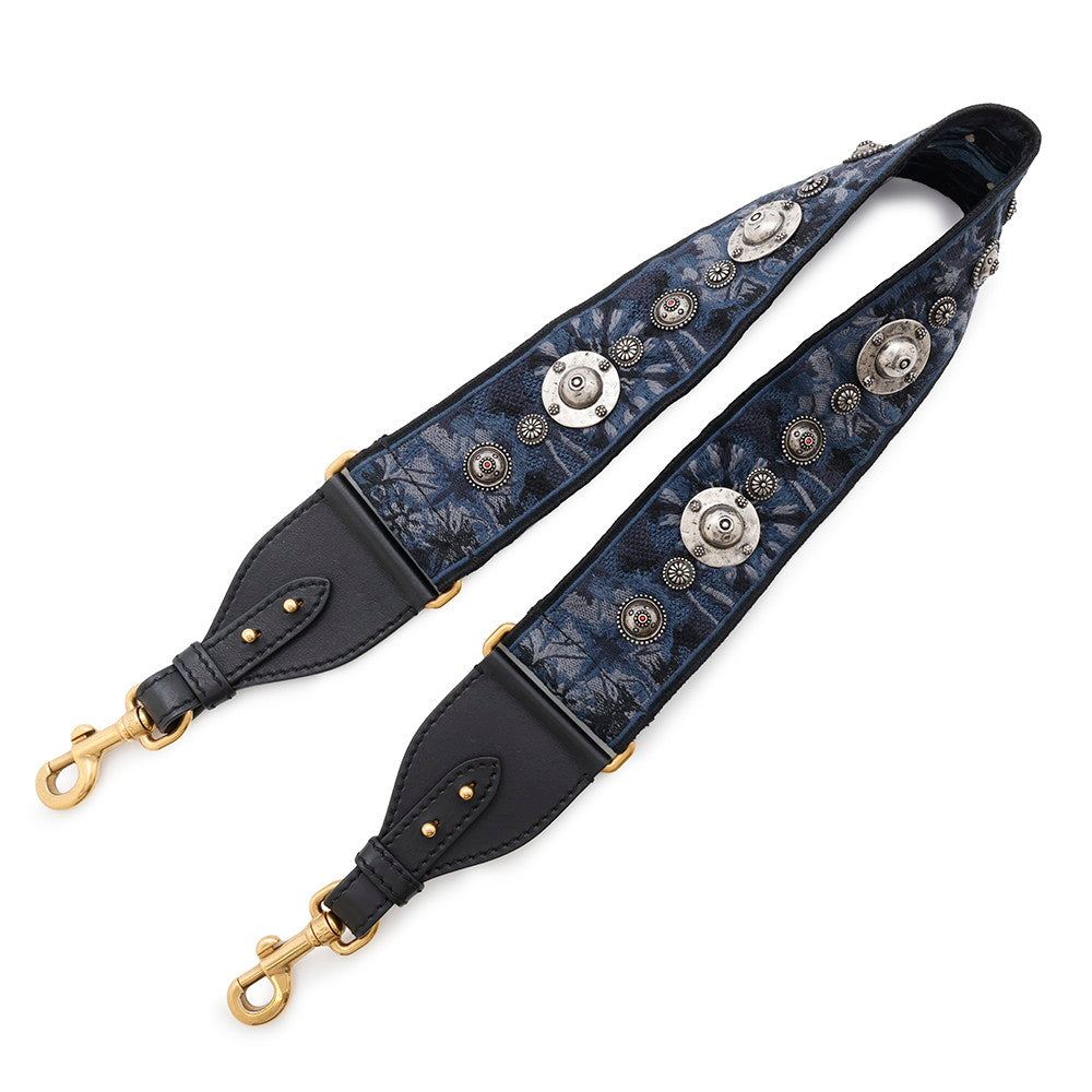 Dior Medallion Embroidery Shoulder Strap BlueAY5626W3 Canvas Leather Rovelle Bags