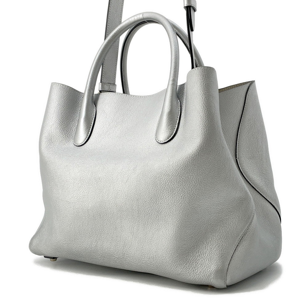 Dior Open Bar 2WAY Handbag Silver Leather Rovelle Bags