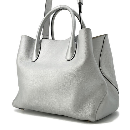 Dior Open Bar 2WAY Handbag Silver Leather Rovelle Bags