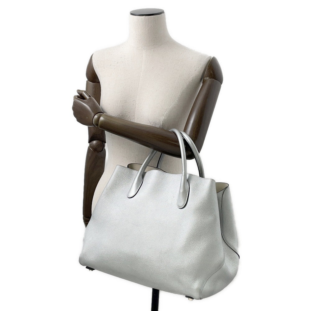 Dior Open Bar 2WAY Handbag Silver Leather Rovelle Bags