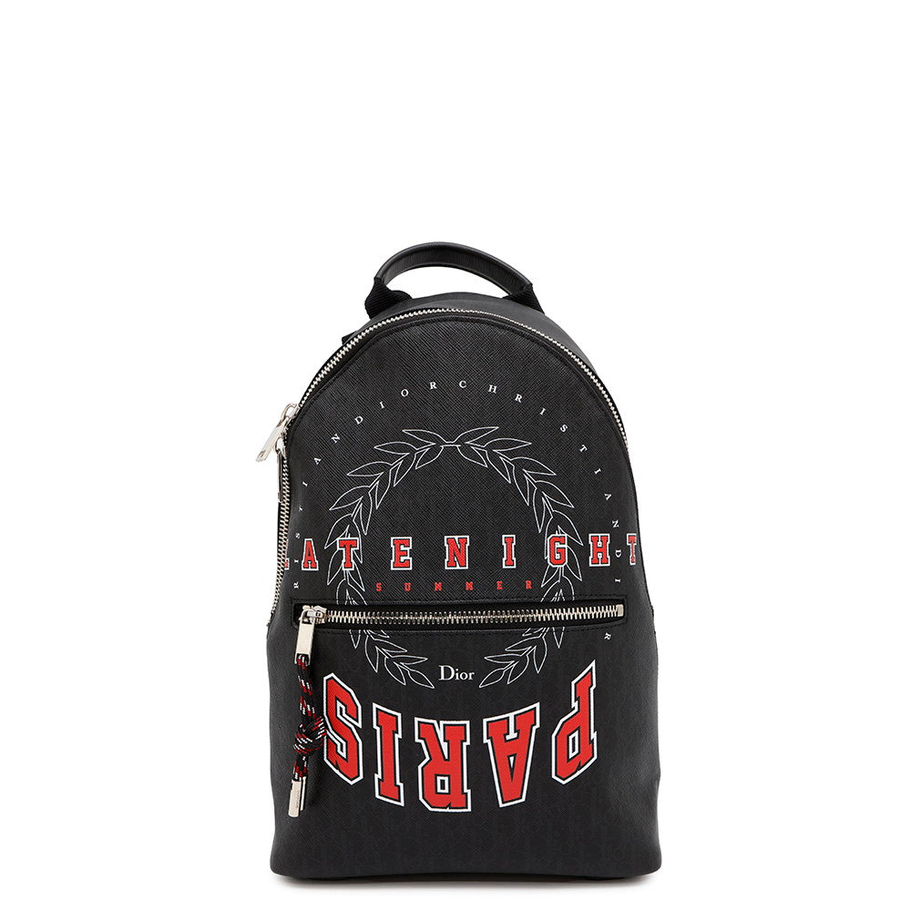Dior Logo Backpack Black Leather Rovelle Bags