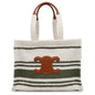 CELINE Triomphe Large Cabas Thais Tote Bag White/Green Canvas Leather Size Large