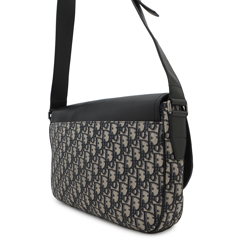Dior Oblique Saddle Messenger Navy/Beige1ADME133YKS_H27E Jacquard Leather Rovelle Bags